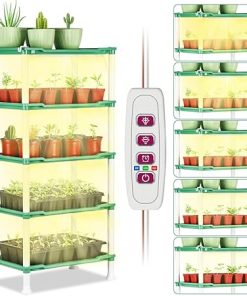 Plant Stand with Grow Lights and 100 Clear Seedling Pots Starter Kit 2