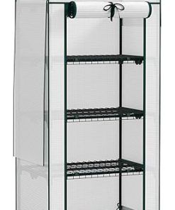 Portable 4 Tier Mini Greenhouse with Screen Roof for Garden Use Portable 4 Tier Mini Greenhouse with Screen Roof for Garden Use