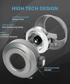 iPower 8 Inch Inline Fan 750 CFM Duct Blower for Grow Tents Grey 2