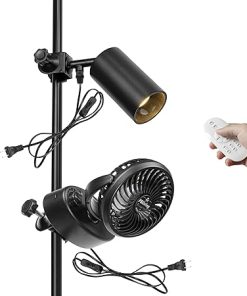 Adjustable Clip-On Fan with Remote and Warm Light for Plant Growth Adjustable Clip-On Fan with Remote and Warm Light for Plant Growth