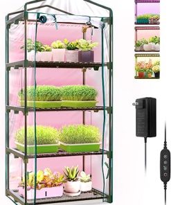 4 Tier Indoor Greenhouse with 4 Packs Grow Light Strip Combo 2