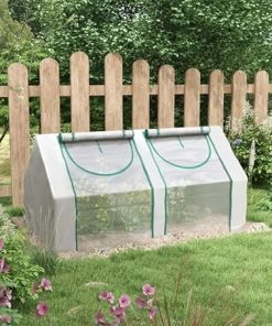 6′ X 3′ X 3′ Portable Greenhouse, Patio Greenhouse, Grow Shed with 2 PE/Plastic Covers, Steel Frame and 2 Roll-up Windows for Growing Plants, Vegetables, Transparent Color 2
