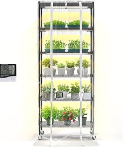 6 Tier Indoor Greenhouse with Grow Light and 4 Grow Light Strips 2