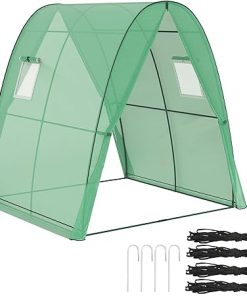 Outsunny 6′ x 6′ x 6.6′ Hoop House Greenhouse with Sandbags and Hemmed PE Cover, Walk-in Tunnel Green House with 2 Doors and Screen Windows, Portable Greenhouse Gardening Plant Hot House, Green Outsunny 6′ x 6′ x 6.6′ Hoop House Greenhouse with Sandbags and Hemmed PE Cover, Walk-in Tunnel Green House with 2 Doors and Screen Windows, Portable Greenhouse Gardening Plant Hot House, Green