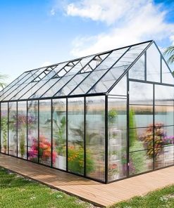 10×20 FT Hybrid Greenhouse with Vent Windows and Swing Door