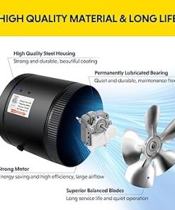 iPower 8 Inch Inline Duct Fan with Speed Controller for Ventilation 2