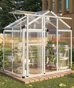 6×4 FT Aluminum Greenhouse for Outdoors with Polycarbonate Panels
